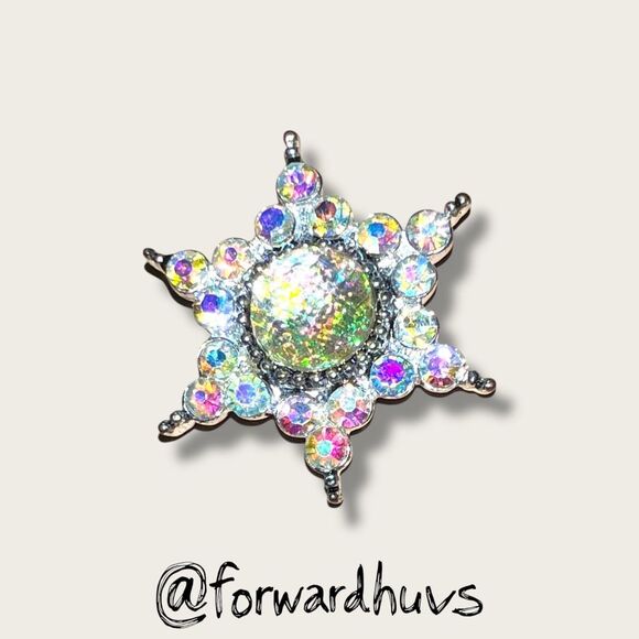 Vintage Sparkling Rhinestone Starburst Pin – Iridescent Center Stone - Picture 1 of 8